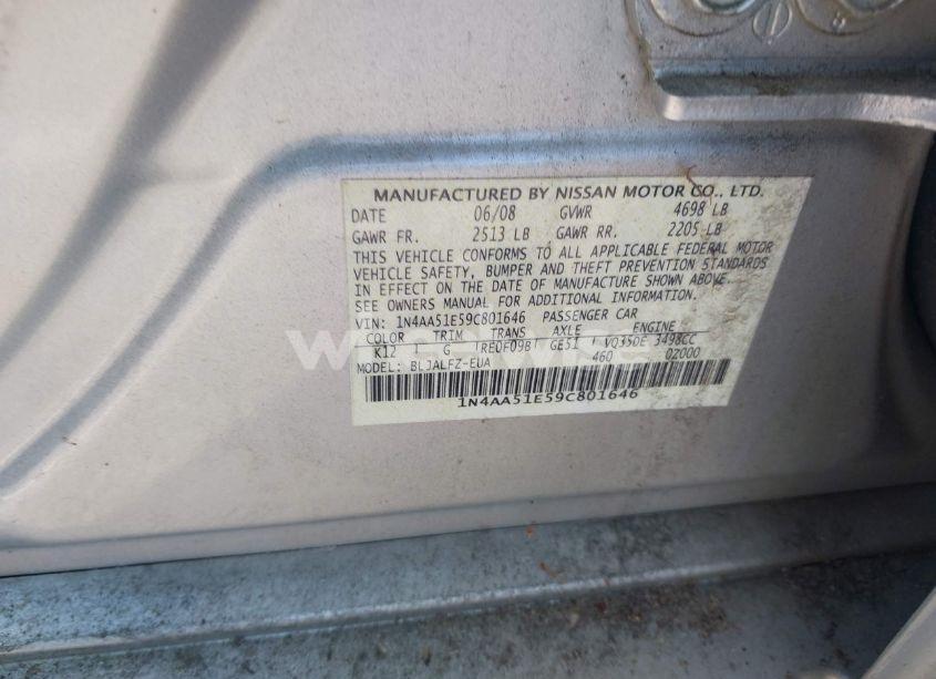 Photo 9 of 2009 Nissan Maxima 3.5 SV (VIN 1N4AA51E59C801646)