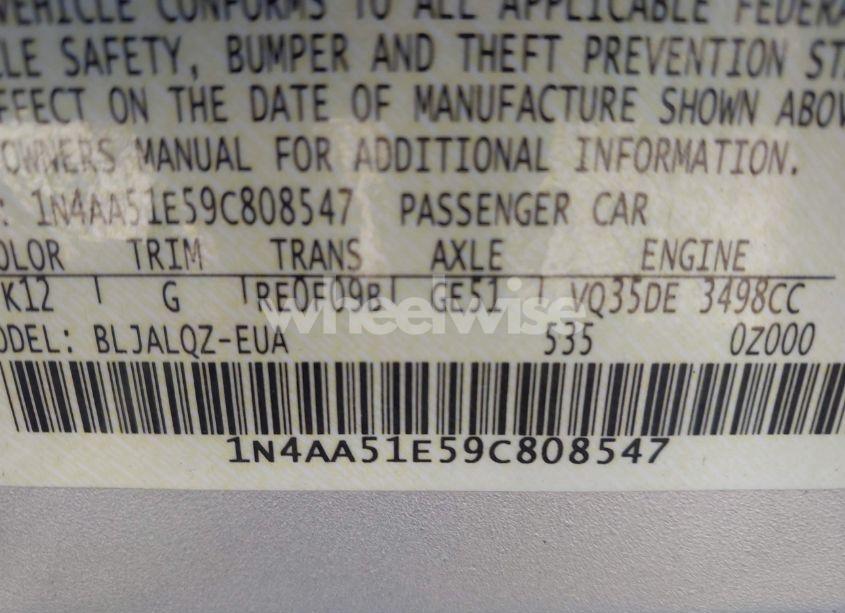 Photo 9 of 2009 Nissan Maxima 3.5 S (VIN 1N4AA51E59C808547)