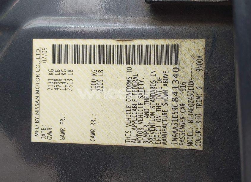 Photo 9 of 2009 Nissan Maxima 3.5 S (VIN 1N4AA51E59C841340)