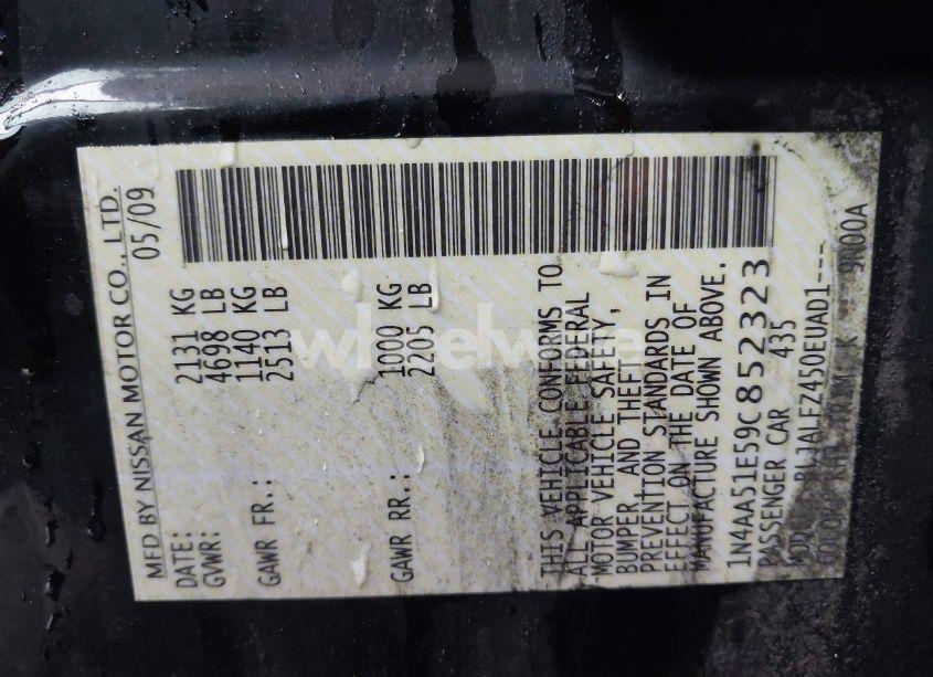 Photo 9 of 2009 Nissan Maxima 3.5 SV (VIN 1N4AA51E59C852323)