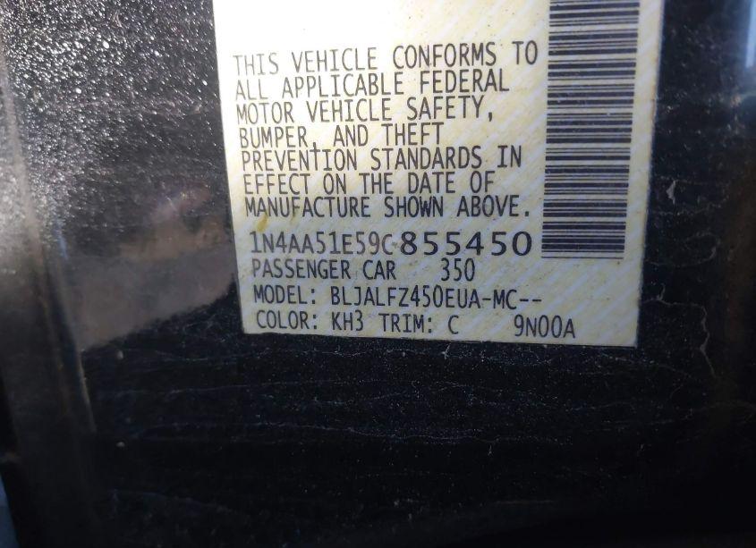 Photo 9 of 2009 Nissan Maxima 3.5 SV (VIN 1N4AA51E59C855450)