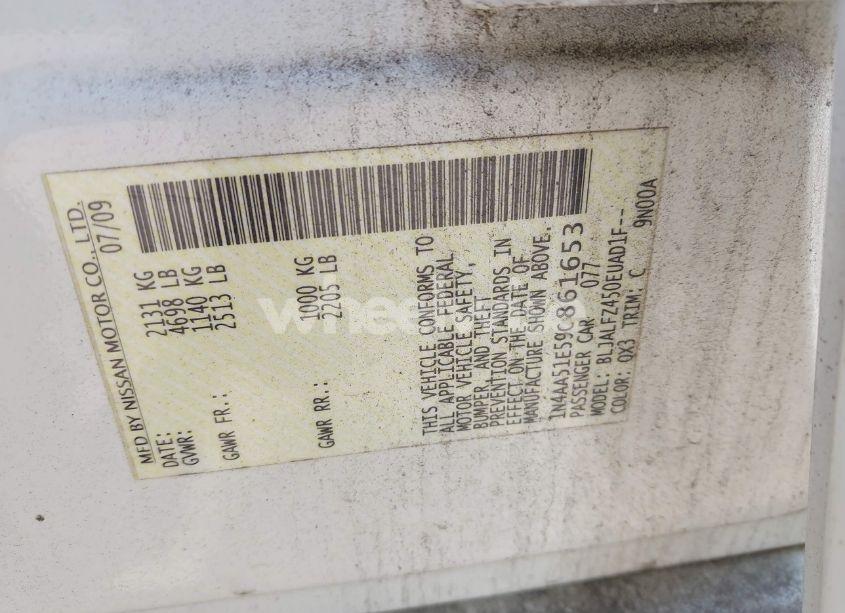 Photo 9 of 2009 Nissan Maxima 3.5 SV (VIN 1N4AA51E59C861653)