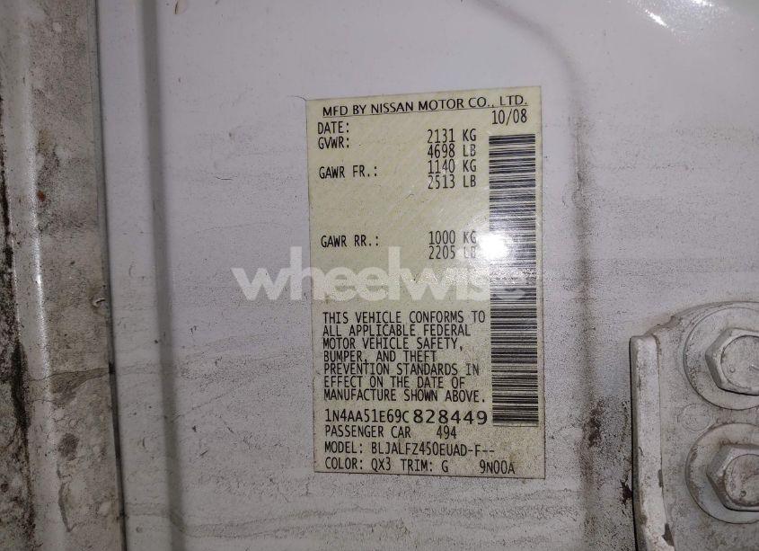 Photo 9 of 2009 Nissan Maxima S/SV (VIN 1N4AA51E69C828449)