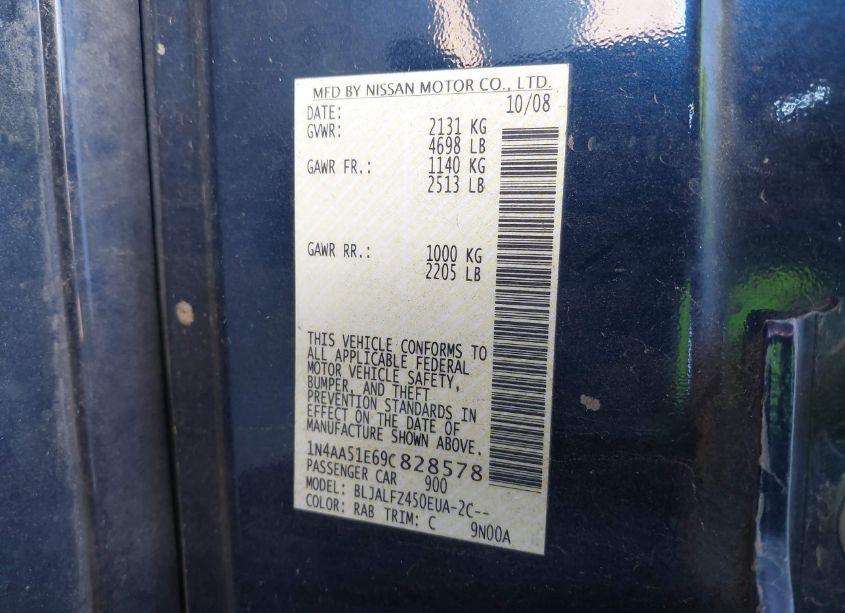 Photo 9 of 2009 Nissan Maxima 3.5 SV (VIN 1N4AA51E69C828578)