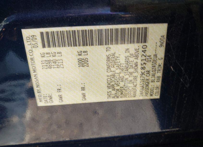 Photo 9 of 2009 Nissan Maxima 3.5 S (VIN 1N4AA51E79C851240)