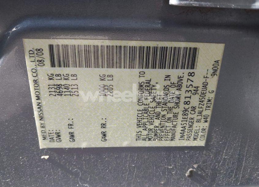 Photo 9 of 2009 Nissan Maxima 3.5 SV (VIN 1N4AA51E89C813578)