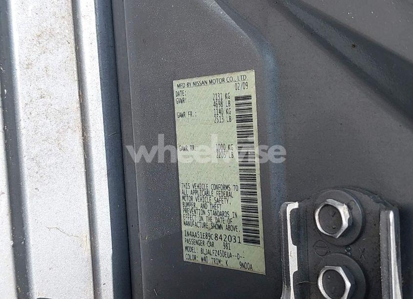 Photo 9 of 2009 Nissan Maxima 3.5 SV (VIN 1N4AA51E89C842031)