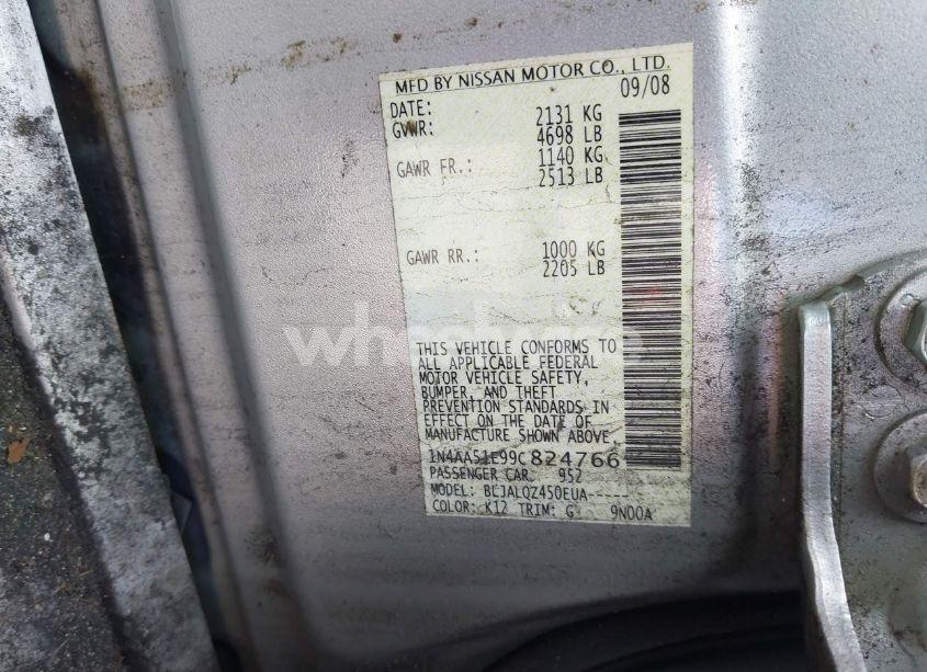 Photo 9 of 2009 Nissan Maxima 3.5 S (VIN 1N4AA51E99C824766)