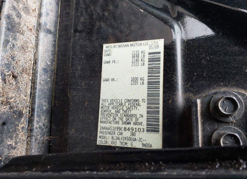 Photo 9 of 2009 Nissan Maxima 3.5 SV (VIN 1N4AA51E99C849103)