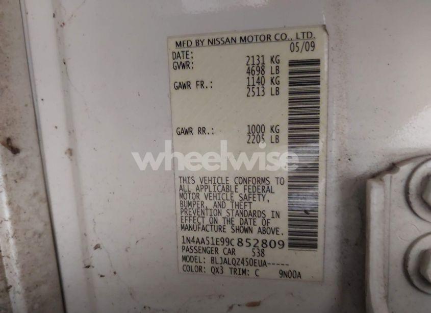 Photo 9 of 2009 Nissan Maxima 3.5 S (VIN 1N4AA51E99C852809)