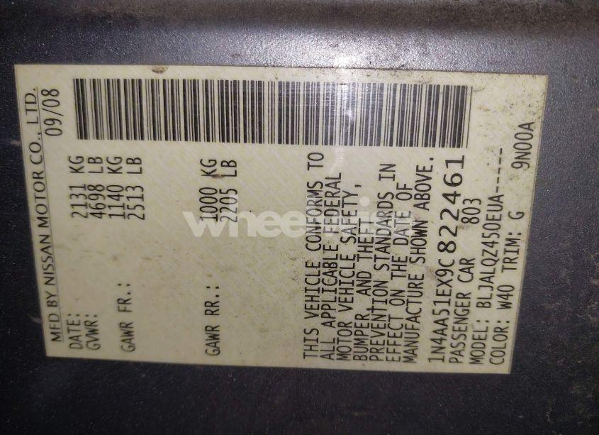 Photo 9 of 2009 Nissan Maxima 3.5 S (VIN 1N4AA51EX9C822461)