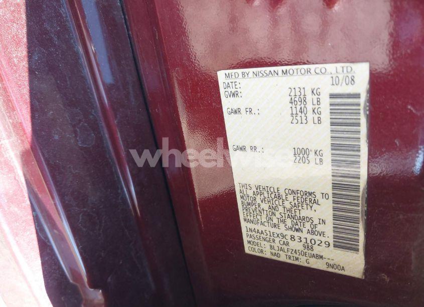 Photo 9 of 2009 Nissan Maxima 3.5 SV (VIN 1N4AA51EX9C831029)