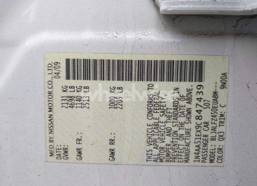 Photo 9 of 2009 Nissan Maxima 3.5 SV (VIN 1N4AA51EX9C847439)