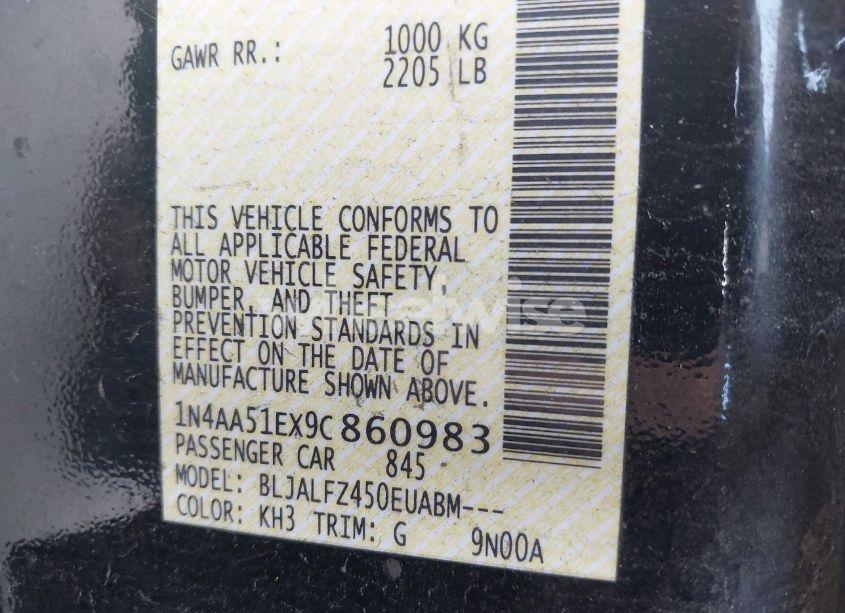 Photo 9 of 2009 Nissan Maxima 3.5 SV (VIN 1N4AA51EX9C860983)