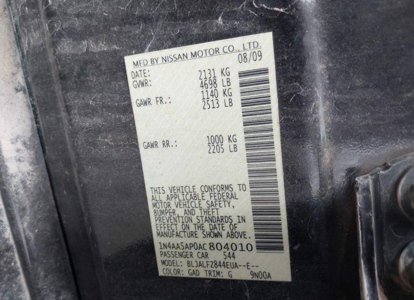 Photo 9 of 2010 Nissan Maxima 3.5 SV (VIN 1N4AA5AP0AC804010)