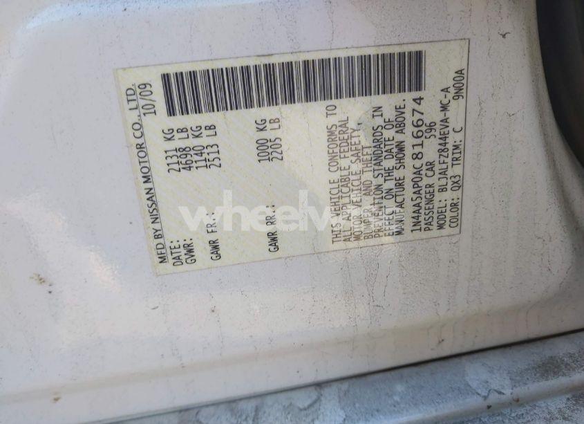 Photo 9 of 2010 Nissan Maxima 3.5 SV W/PREMIUM PKG (VIN 1N4AA5AP0AC816674)