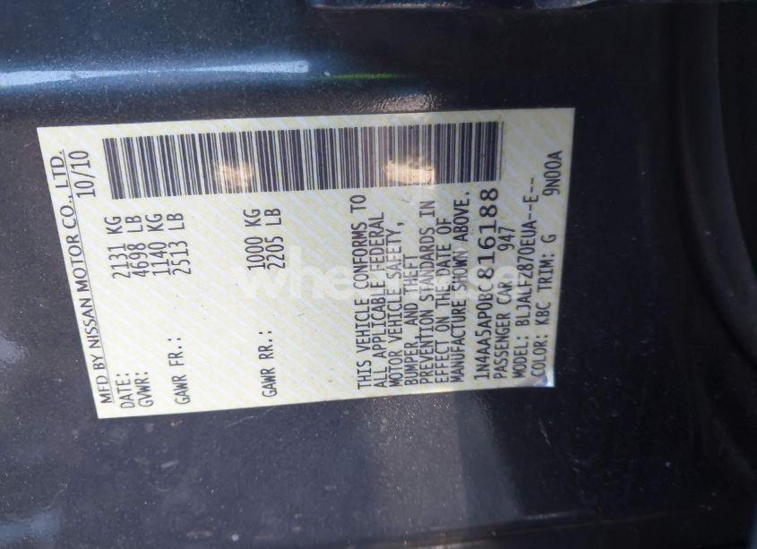 Photo 9 of 2011 Nissan Maxima 3.5 SV (VIN 1N4AA5AP0BC816188)