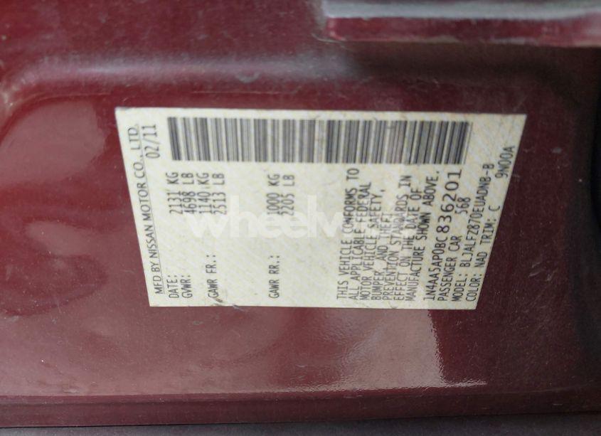 Photo 9 of 2011 Nissan Maxima 3.5 SV (VIN 1N4AA5AP0BC836201)