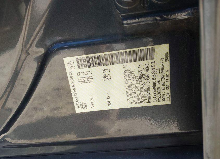 Photo 9 of 2011 Nissan Maxima 3.5 SV (VIN 1N4AA5AP0BC838451)