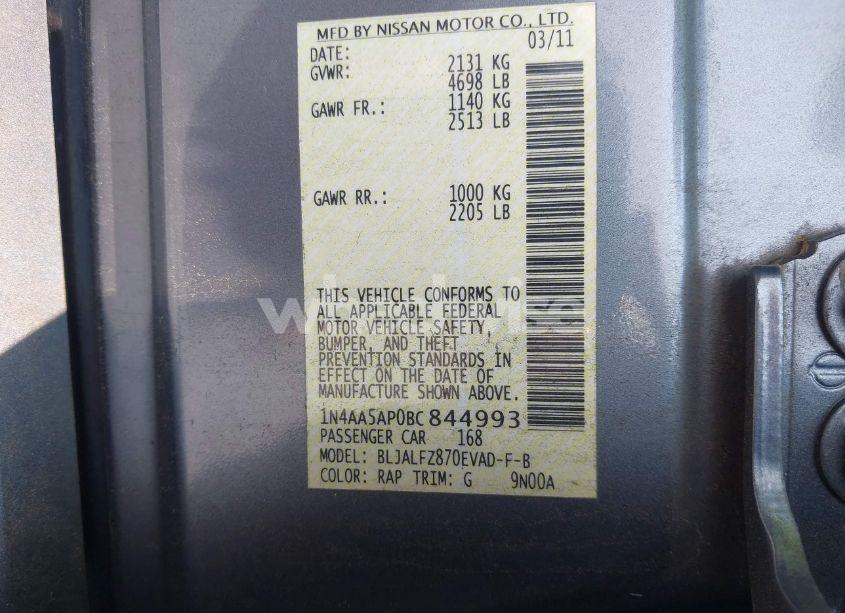 Photo 9 of 2011 Nissan Maxima 3.5 SV (VIN 1N4AA5AP0BC844993)