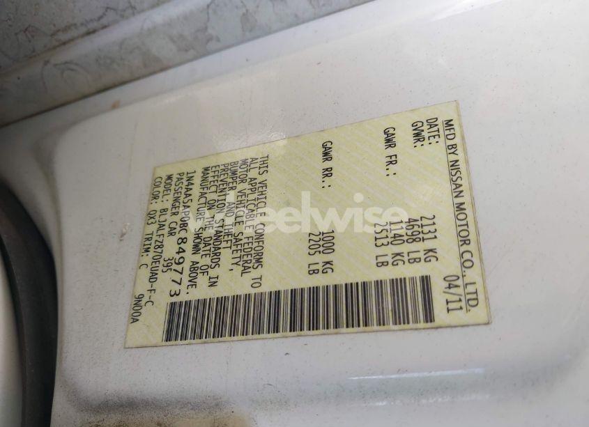 Photo 9 of 2011 Nissan Maxima 3.5 SV (VIN 1N4AA5AP0BC849773)