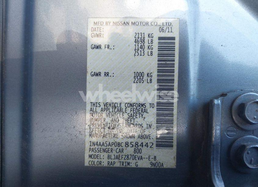 Photo 9 of 2011 Nissan Maxima 3.5 SV (VIN 1N4AA5AP0BC858442)