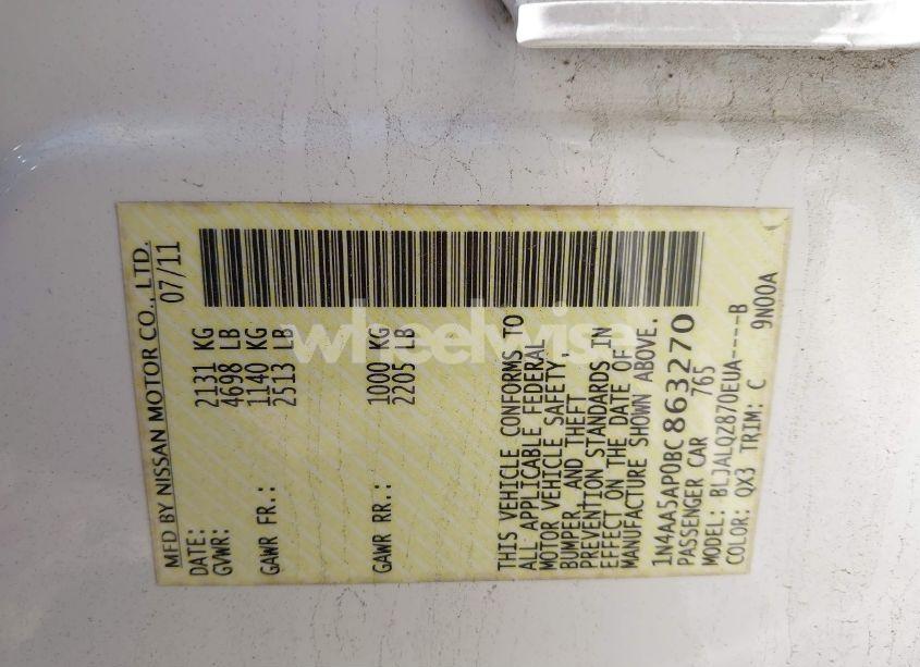 Photo 9 of 2011 Nissan Maxima 3.5 S (VIN 1N4AA5AP0BC863270)