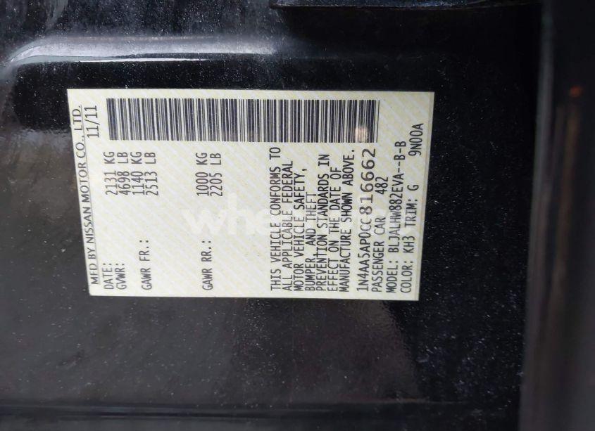 Photo 9 of 2012 Nissan Maxima 3.5 SV (VIN 1N4AA5AP0CC816662)