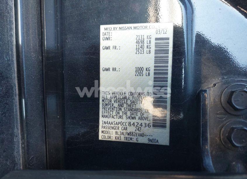 Photo 9 of 2012 Nissan Maxima 3.5 SV (VIN 1N4AA5AP0CC842436)