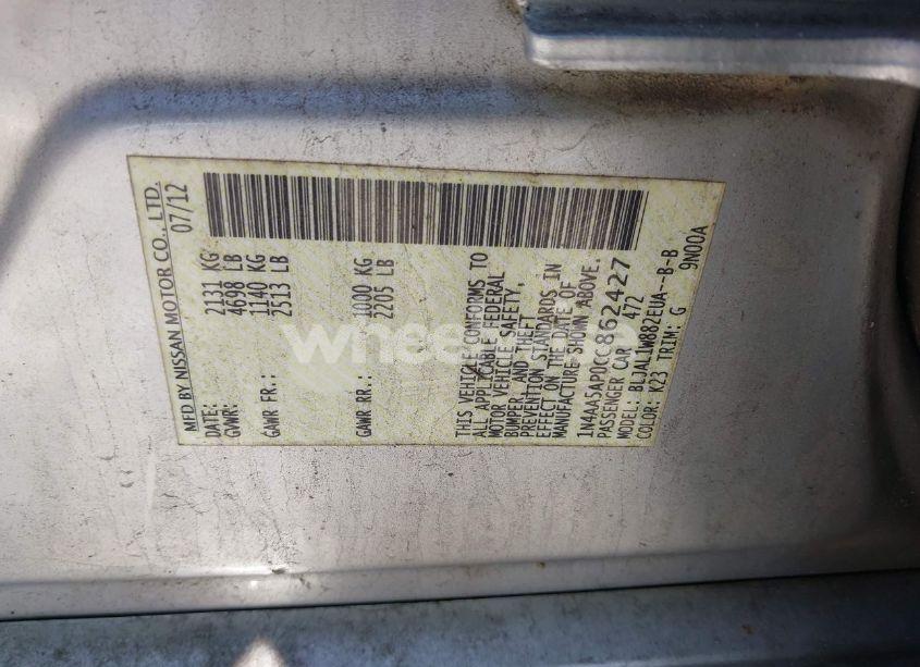 Photo 9 of 2012 Nissan Maxima S/SV (VIN 1N4AA5AP0CC862427)