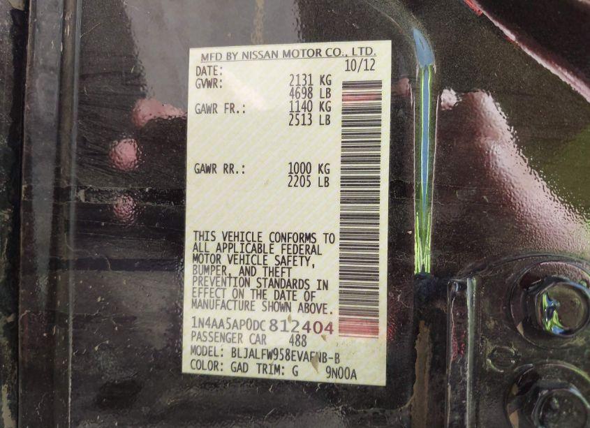 Photo 9 of 2013 Nissan Maxima 3.5 SV (VIN 1N4AA5AP0DC812404)