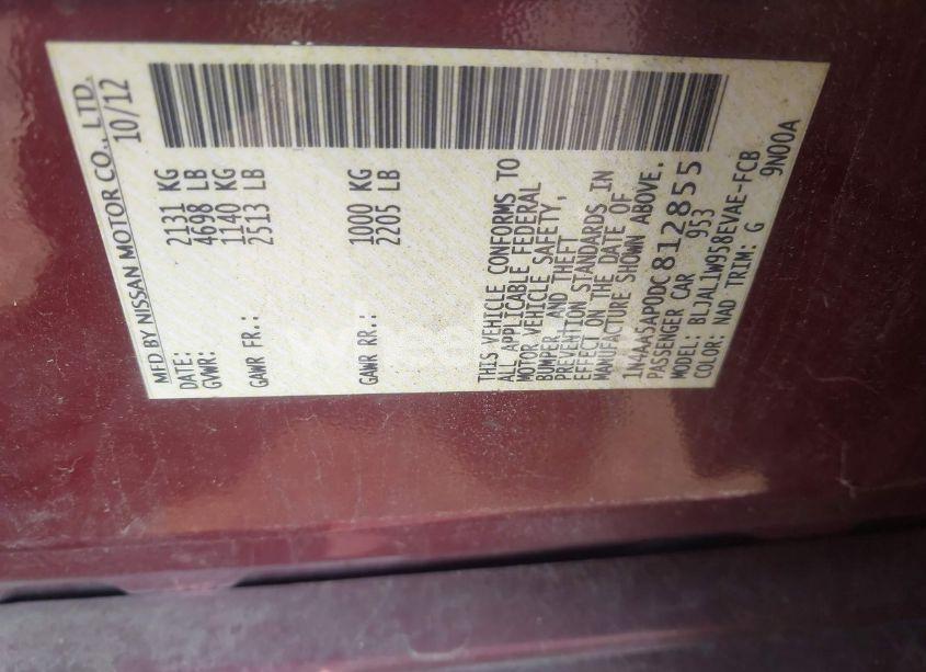 Photo 9 of 2013 Nissan Maxima 3.5 SV (VIN 1N4AA5AP0DC812855)