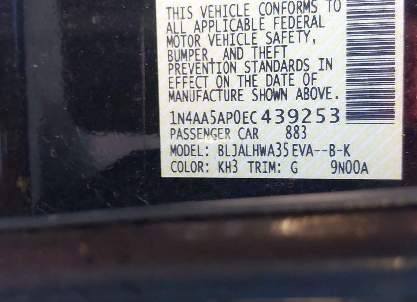 Photo 9 of 2014 Nissan Maxima 3.5 SV (VIN 1N4AA5AP0EC439253)