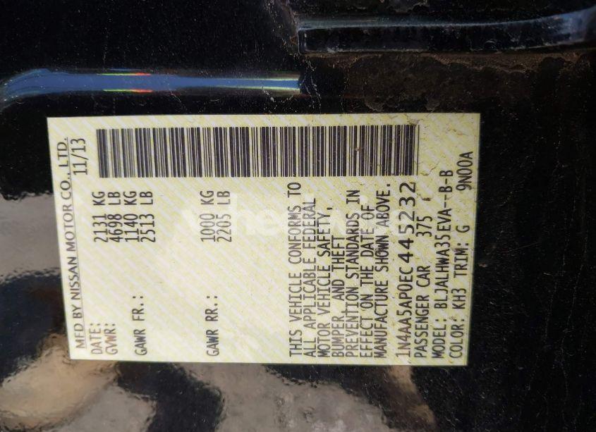 Photo 9 of 2014 Nissan Maxima 3.5 SV (VIN 1N4AA5AP0EC445232)