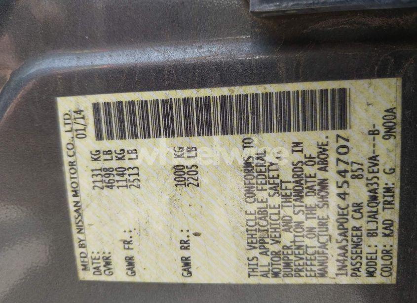 Photo 9 of 2014 Nissan Maxima 3.5 S (VIN 1N4AA5AP0EC454707)