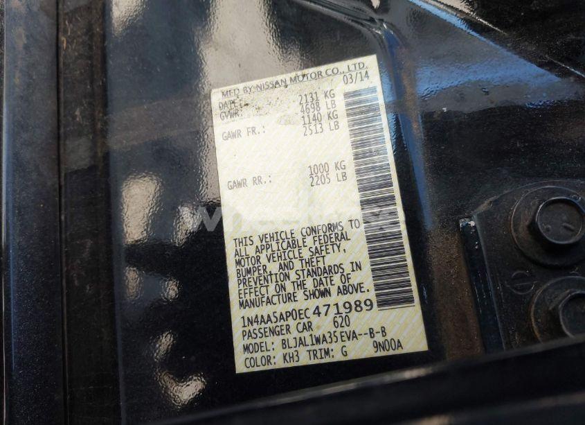 Photo 9 of 2014 Nissan Maxima 3.5 SV (VIN 1N4AA5AP0EC471989)