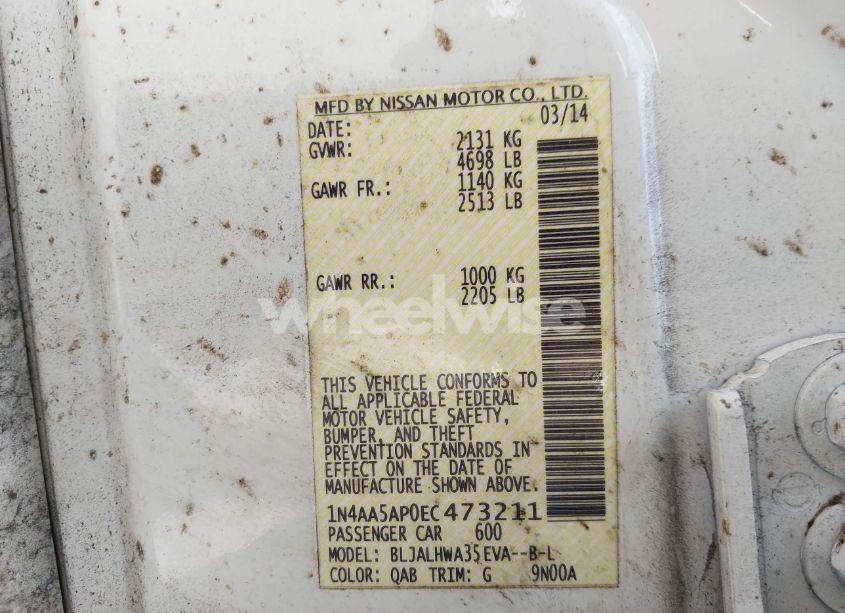 Photo 9 of 2014 Nissan Maxima 3.5 SV (VIN 1N4AA5AP0EC473211)