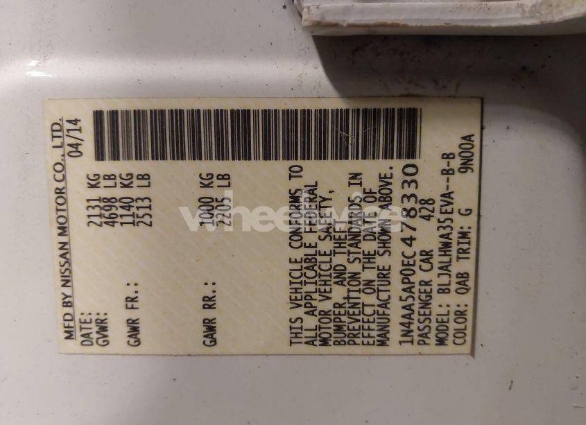 Photo 9 of 2014 Nissan Maxima 3.5 SV (VIN 1N4AA5AP0EC478330)