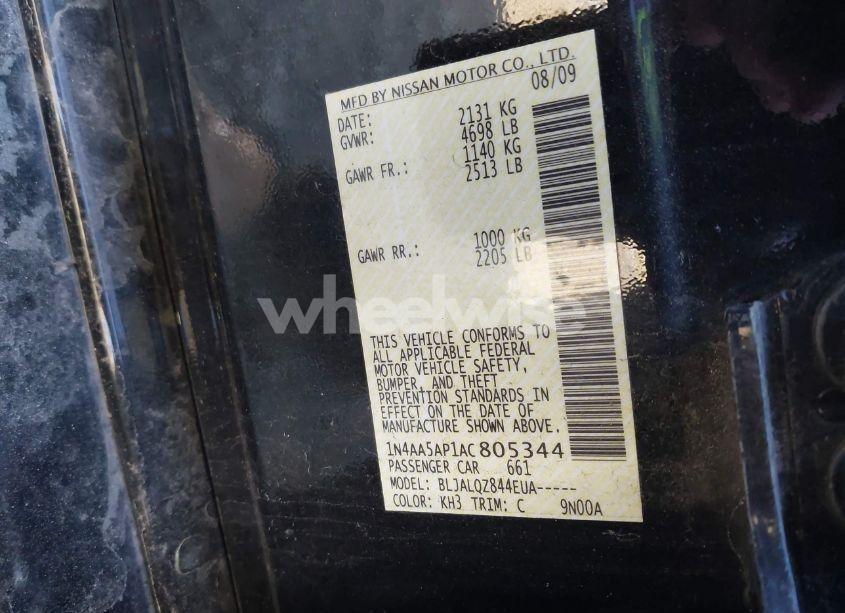 Photo 9 of 2010 Nissan Maxima 3.5 S (VIN 1N4AA5AP1AC805344)