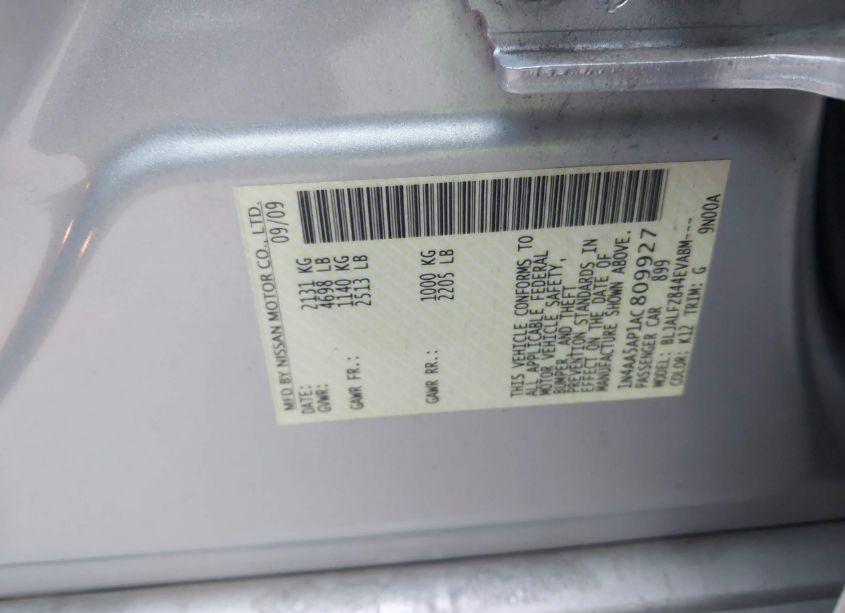 Photo 9 of 2010 Nissan Maxima 3.5 SV (VIN 1N4AA5AP1AC809927)