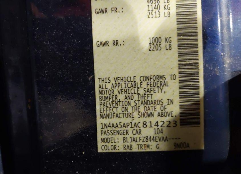 Photo 9 of 2010 Nissan Maxima 3.5 SV (VIN 1N4AA5AP1AC814223)