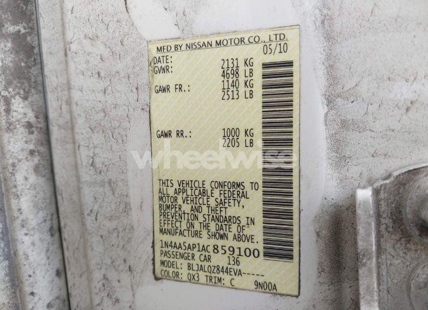 Photo 9 of 2010 Nissan Maxima 3.5 S (VIN 1N4AA5AP1AC859100)