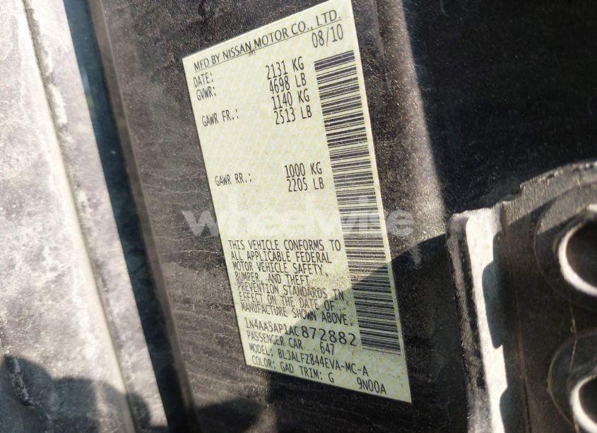 Photo 9 of 2010 Nissan Maxima 3.5 SV (VIN 1N4AA5AP1AC872882)