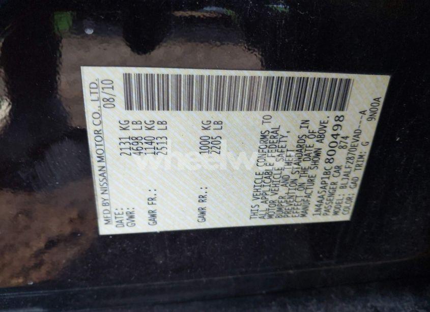 Photo 9 of 2011 Nissan Maxima 3.5 SV (VIN 1N4AA5AP1BC800498)