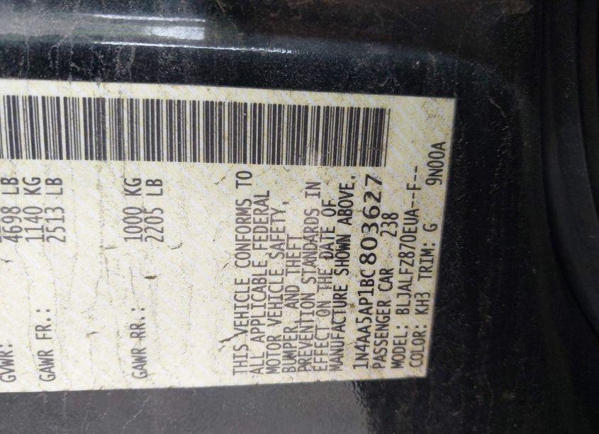 Photo 9 of 2011 Nissan Maxima 3.5 SV (VIN 1N4AA5AP1BC803627)