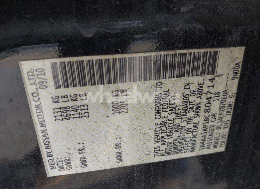 Photo 9 of 2011 Nissan Maxima 3.5 SV (VIN 1N4AA5AP1BC804714)