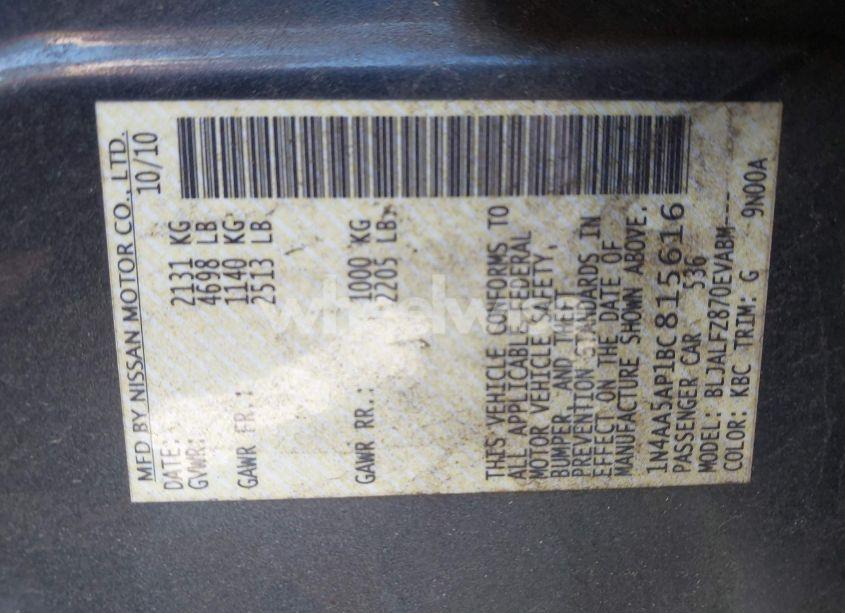 Photo 9 of 2011 Nissan Maxima 3.5 SV (VIN 1N4AA5AP1BC815616)