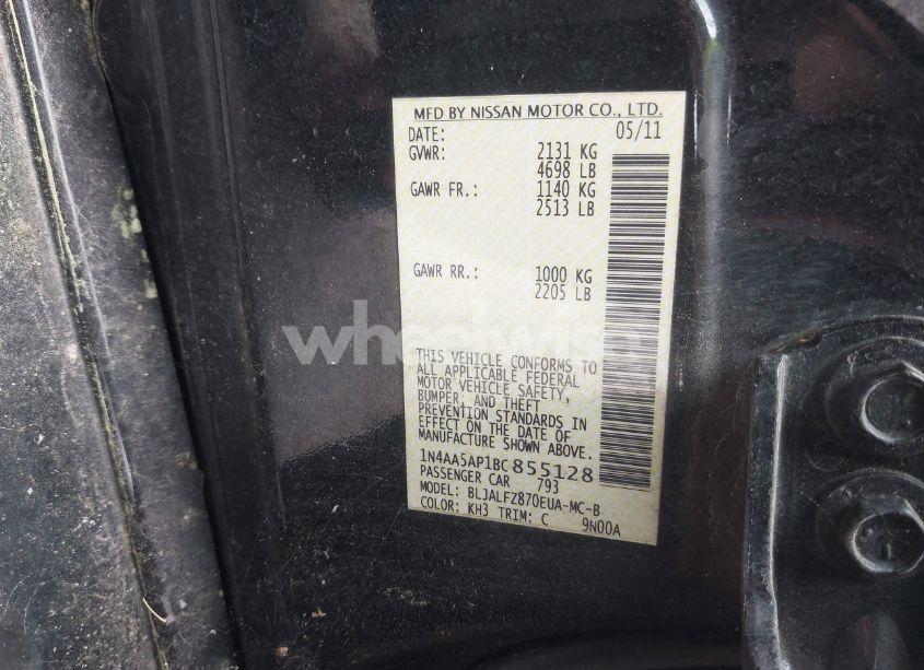 Photo 9 of 2011 Nissan Maxima 3.5 SV (VIN 1N4AA5AP1BC855128)