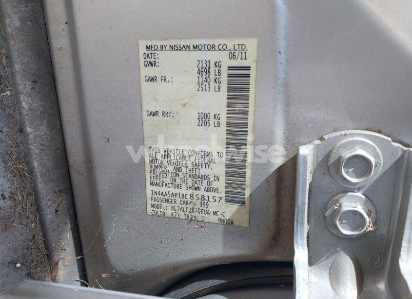 Photo 9 of 2011 Nissan Maxima 3.5 SV (VIN 1N4AA5AP1BC858157)