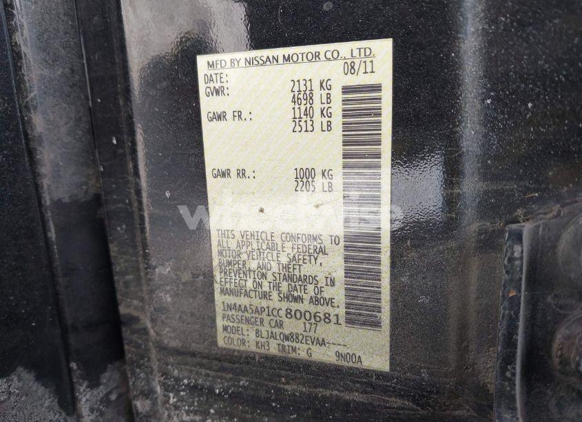 Photo 9 of 2012 Nissan Maxima 3.5 S (VIN 1N4AA5AP1CC800681)